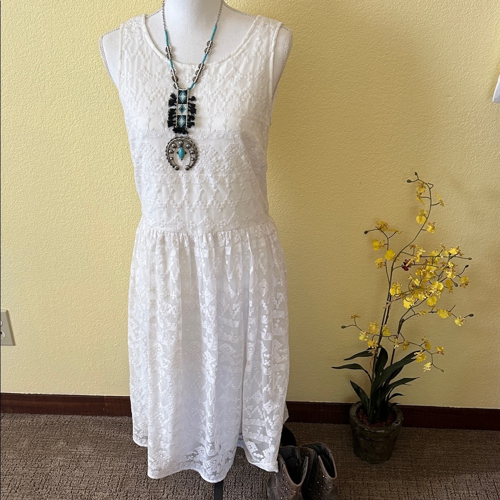 Sundance White Textured Midi Dress